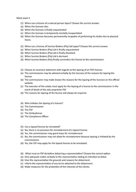 ro5 mock exam